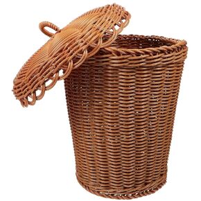 Alipis Handmade Rattan Woven Basket with Lid - Decorative Storage Solution for Living Room, Kitchen, or Bathroom, 12-Inch Size, Ideal for Organizing Sundries