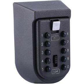 Key Lock Box Wall Mounted, 10-Digital Push Button Combination Key Storage Security Lock Box for Indoors or Outdoors Home Office Garage Warehouse (Wall Mount Type)