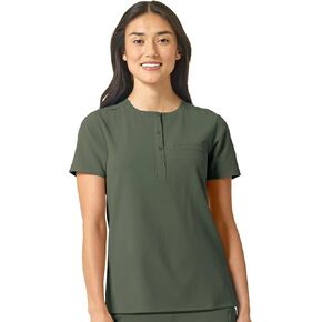 WonderWink Womens Mandarin Collar Tuck-in Top, Olive, Medium US