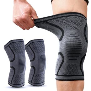 2 Pack Knee Brace for Women Man, Knee Compression Sleeve for Knee Pain, Knee Braces for Arthritis Pain and Support, Knee Pain Relief for Running Exercise Fitness (Black, Medium)