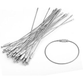 20pcs 4.5cm / 1.8inch Wire Keychain Cable Stainless Steel Wire Key Chain Ring Holder Metal Cable Wire Lanyard with Screw Locking Heavy Duty Luggage Tag Keeper for Outdoors Hanging Silver