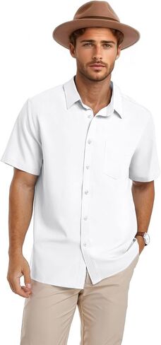 PEGENO Men's Flower Casual Button Down Short Sleeve Hawaiian Shirt in Kuwait