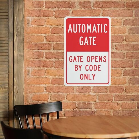 Automatic Gate Gate Opens By Code Only Sign Outdoor Signs Aluminum 12X8 Inch Uv Ink Printed For House And Business in Kuwait