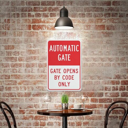 Automatic Gate Gate Opens By Code Only Sign Outdoor Signs Aluminum 12X8 Inch Uv Ink Printed For House And Business in Kuwait