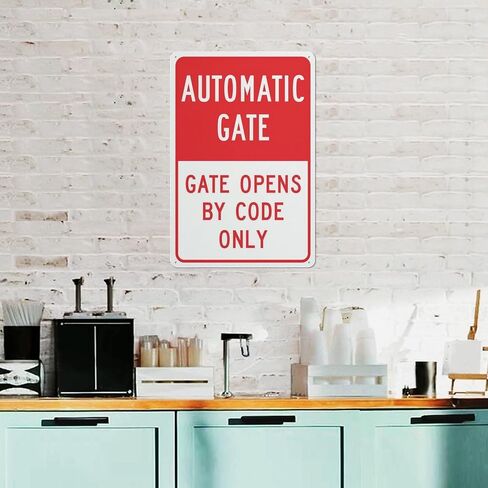 Automatic Gate Gate Opens By Code Only Sign Outdoor Signs Aluminum 12X8 Inch Uv Ink Printed For House And Business in Kuwait