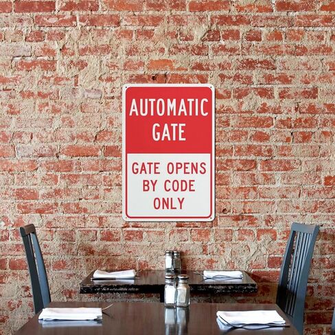 Automatic Gate Gate Opens By Code Only Sign Outdoor Signs Aluminum 12X8 Inch Uv Ink Printed For House And Business in Kuwait