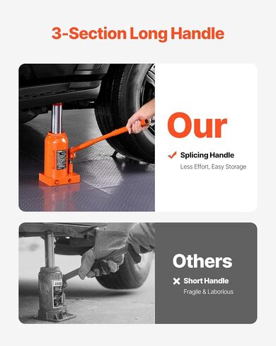 VEVOR Hydraulic Bottle Jack, 30 Ton/66138 lbs Welded Bottle Jack with 11.22''-18.66'' Lifting Range & 3-Section Long Handle, for Car, Pickup, Truck, RV, Auto Repair, Industrial Engineering in Kuwait