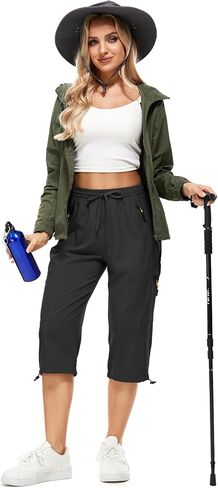 Women's Cargo Capris Pants Casual Hiking Lightweight Quick Dry Travel Summer Pants for Women in Kuwait