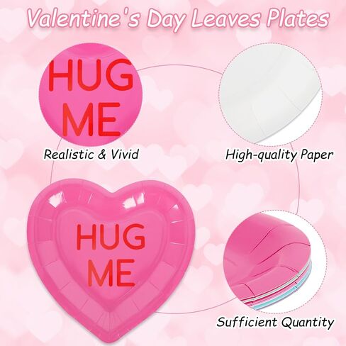 Whaline 36Pcs Heart Paper Plates Valentine's Day Paper Plates Disposable Heart Dinner Plates Conversation Heart Decorative Tableware for Valentine's Day Anniversary Wedding Party Supplies,7.5 x 7.5 in in Saudi Arabia