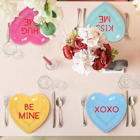 Whaline 36Pcs Heart Paper Plates Valentine's Day Paper Plates Disposable Heart Dinner Plates Conversation Heart Decorative Tableware for Valentine's Day Anniversary Wedding Party Supplies,7.5 x 7.5 in in Saudi Arabia