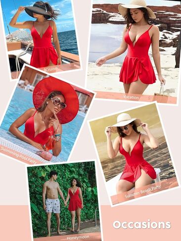 SHAPERIN Swim Dress for Women One Piece Skirted Swimsuit Tummy Control Bathing Suits Swimdress Sexy Swimwear in Kuwait