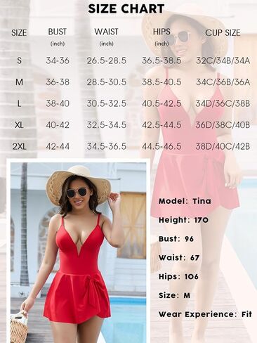 SHAPERIN Swim Dress for Women One Piece Skirted Swimsuit Tummy Control Bathing Suits Swimdress Sexy Swimwear in Kuwait