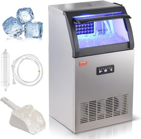 VEVOR Commercial Ice Maker Machine, 160LBS/24H Ice Machine with 24lbs Storage Capacity, 55 Ice Cubes Ready in 12-15 Minutes, Ice Maker Machine for Bar Home Office Restaurant in Saudi Arabia
