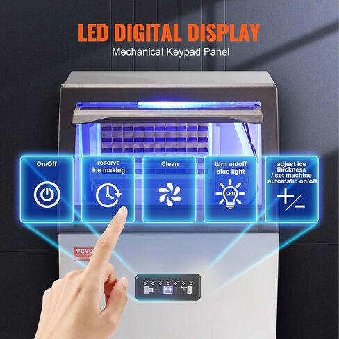 VEVOR Commercial Ice Maker Machine, 160LBS/24H Ice Machine with 24lbs Storage Capacity, 55 Ice Cubes Ready in 12-15 Minutes, Ice Maker Machine for Bar Home Office Restaurant in Saudi Arabia