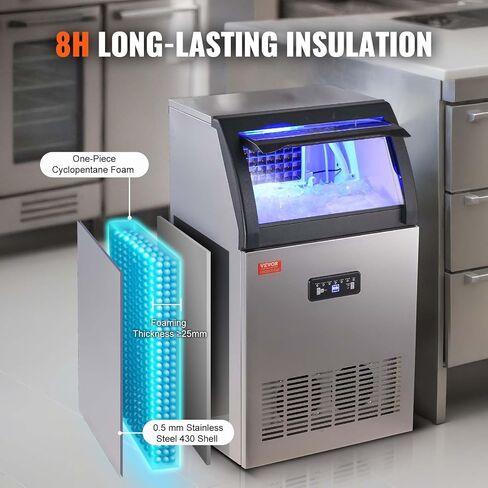 VEVOR Commercial Ice Maker Machine, 160LBS/24H Ice Machine with 24lbs Storage Capacity, 55 Ice Cubes Ready in 12-15 Minutes, Ice Maker Machine for Bar Home Office Restaurant in Saudi Arabia