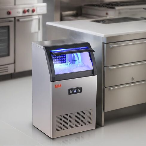 VEVOR Commercial Ice Maker Machine, 160LBS/24H Ice Machine with 24lbs Storage Capacity, 55 Ice Cubes Ready in 12-15 Minutes, Ice Maker Machine for Bar Home Office Restaurant in Saudi Arabia