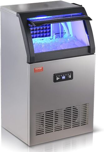 VEVOR Commercial Ice Maker Machine, 160LBS/24H Ice Machine with 24lbs Storage Capacity, 55 Ice Cubes Ready in 12-15 Minutes, Ice Maker Machine for Bar Home Office Restaurant in Saudi Arabia
