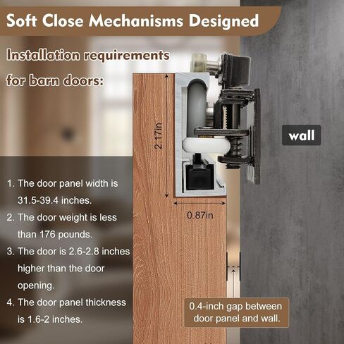 𝑵𝒆𝒘 39 in Concealed Sliding Barn Door Hardware Kit with Soft Close Mechanism，Wall Mount Hidden Sliding Door Hardware，for 32-39 in Door Width (NO Door) in Saudi Arabia