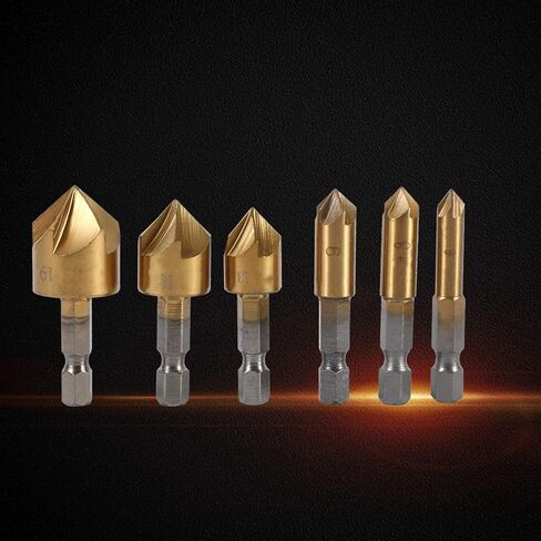 Kelepu Countersink Drill Bit 6pcs cumberink bit bit bit مع 6mm-19mm HSS Chamfer Cumperink لأدوات العمل الخشبية والملحقات مع 1/4 Hex Shank 90 درجة in Saudi Arabia