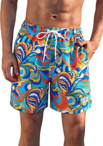 Verdusa Men's Drawstring Elastic Waist Swim Trunks Boho Beach Shorts in Saudi Arabia