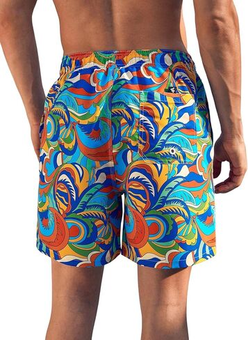 Verdusa Men's Drawstring Elastic Waist Swim Trunks Boho Beach Shorts in Saudi Arabia