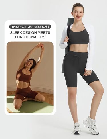 BALEAF Women 8" High Waisted Biker Shorts Tummy Control Workout Yoga Volleyball Gym Spandex Running with Pockets in Kuwait