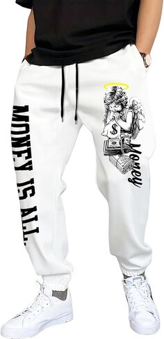 Men's Y2K Sweatpants Skull Letter Print Drawstring Waist Graphic Sweatpants Jogger Pants in Saudi Arabia