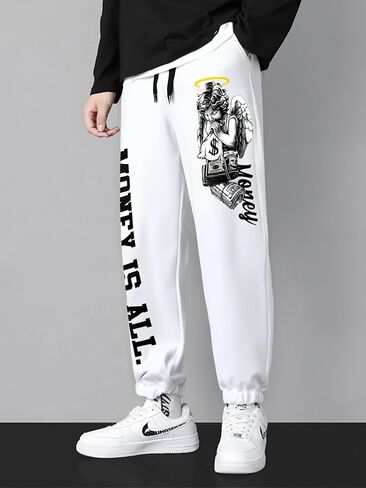 Men's Y2K Sweatpants Skull Letter Print Drawstring Waist Graphic Sweatpants Jogger Pants in Saudi Arabia