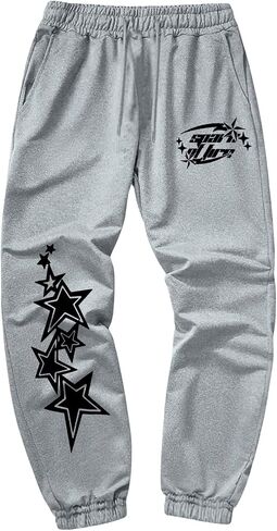 Men's Y2K Sweatpants Skull Letter Print Drawstring Waist Graphic Sweatpants Jogger Pants in Saudi Arabia