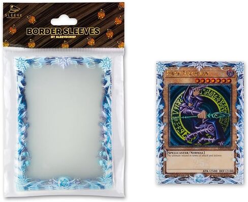 Slevechief ® Premium Border Trading Card Sleeves | أكمام بطاقات متينة وواضحة مع تصميم خاص على الحدود | تناسب الأكمام yugioh ، أكمام بطاقة MTG والمزيد | الحجم القياسي | 70 حزمة in Kuwait