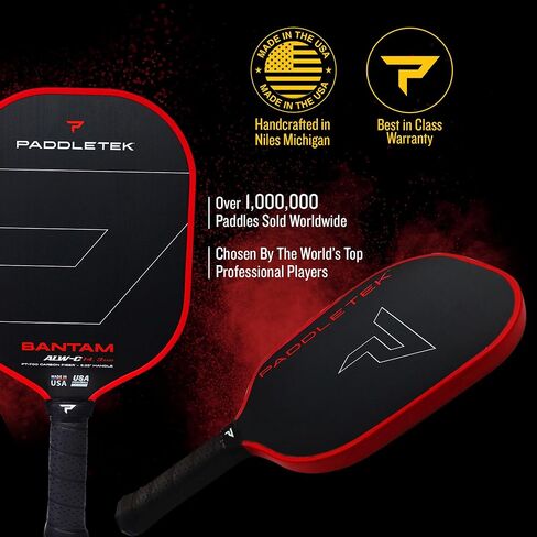 Paddletek Bantam ALW-C 14.3mm Pickleball Paddle - Unidirectional Carbon Fiber Pickleball Paddle with Polymer Honeycomb Core - USAPA Approved - 5.25 Inch Handle in Saudi Arabia