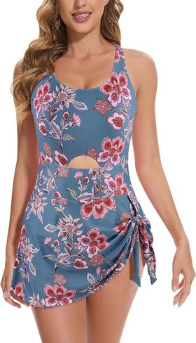 Crazyme One Piece Swimsuit Women Tummy Control Cutout Sexy Swimdress Bathing Suit for Women Tie Knot Skirt in Kuwait