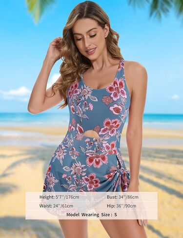 Crazyme One Piece Swimsuit Women Tummy Control Cutout Sexy Swimdress Bathing Suit for Women Tie Knot Skirt in Kuwait