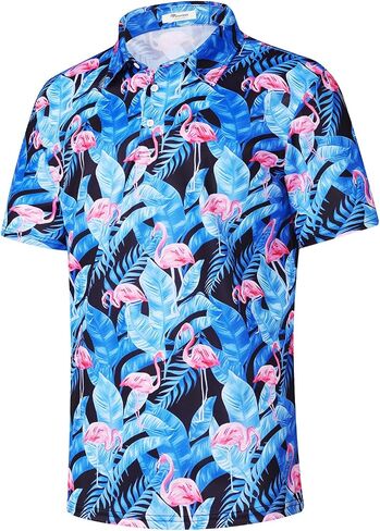 EISHOPEER Men's Golf Polo Shirts Short Sleeve Moisture Wicking Quick Dry Athletic Shirt Fashion Hawaiian Polo Shirt in Saudi Arabia