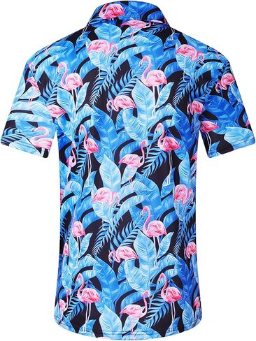EISHOPEER Men's Golf Polo Shirts Short Sleeve Moisture Wicking Quick Dry Athletic Shirt Fashion Hawaiian Polo Shirt in Saudi Arabia