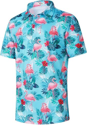 EISHOPEER Men's Golf Polo Shirts Short Sleeve Moisture Wicking Quick Dry Athletic Shirt Fashion Hawaiian Polo Shirt in Saudi Arabia