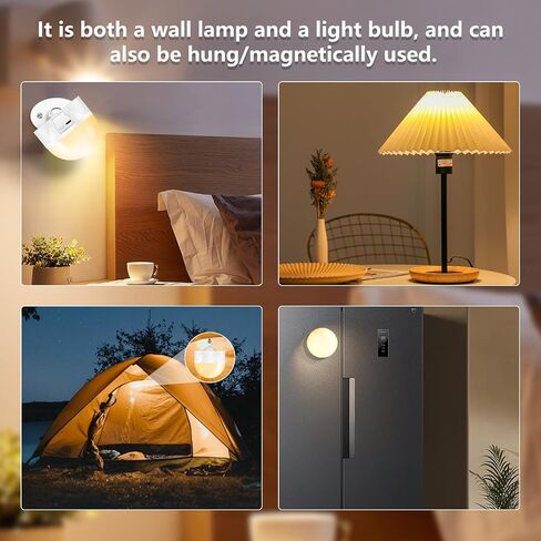 Rechargeable Light Bulbs with Remote Control No Wiring Required, Battery Operated Light Bulb Timer,Magnetic 360°,310lm,3 Color Temperature RGB Colors Dimmable,40 Watt Equivalent,1P in Kuwait