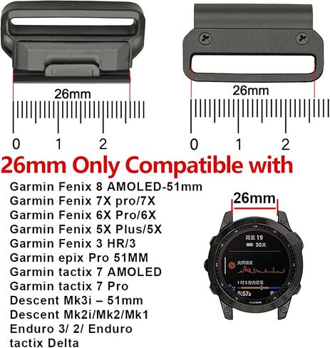 Watch Band Connector Adapter Accessories for Garmin 20mm 22mm 26mm Quick Fit Adapter Stainless Steel Metal in Saudi Arabia