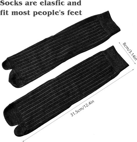 2pairs flip flop scheds ، مرنة الجوارب Tabi Cotton مقسمة جوارب جوارب غير قابلة للانزلاق مع أصابع القدم ، الجوارب اليابانية المنفصلة للنساء (بالأبيض والأسود) in Kuwait