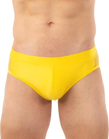 Gary Majdell Sport Men's Bikini Swimsuit with Side Mesh Inserts - Available in Shiny Tricot and Nylon Spandex Prints in Saudi Arabia