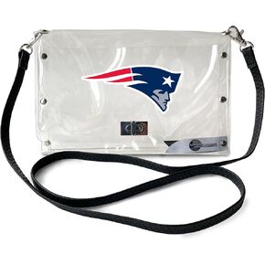 Littlearth New England Patriots NFL Clear Envelope Purse with Black Fashion Strap