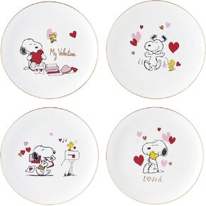 Lenox 897217 Snoopy Valentine's Day Accent Plates, Set of 4, Assorted