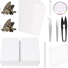 Keadic 54Pcs Insect Mounting Tool kit W Insect Pins, Insect Foam Pinning Board, Wings Pressing Paper, Clear Specimen Display Case for Bugs Butterfly Taxidermy Collecting