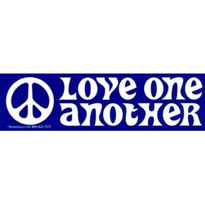 Peace Resource Project Love One Another - in Blue Small Bumper Sticker or Laptop Decal (5.5" x 1.5")
