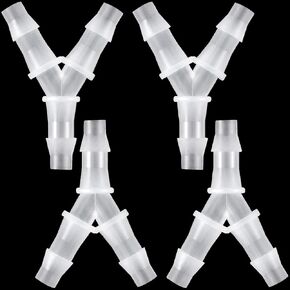 PAGOW 4 Pcs Hose Barb Fitting, 1/4" Plastic Hose Barb Tee 3 Way Y Shape Barbed Fitting for Air Line Tubing Pipe, Oxygen Tubing Pipe, Household Fuel, Gas, Water