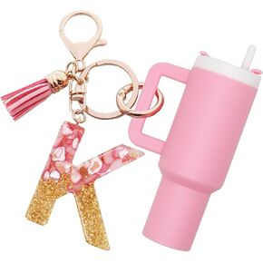 Mini Tumbler Keychain chapstick حامل ، سلاسل مفاتيح الرسالة الأولية للنساء الفتيات لطيفات كأس ستانلي لحقائب الظهر in Kuwait