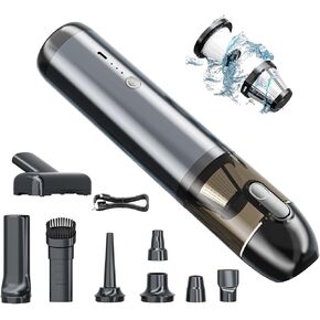 Handheld Vacuum Cordless, Car Vacuum Portable with Brushless Motor & 16000Pa Strong Suction, 4 in 1 Mini Vacuum Cleaner Rechargeable, Metal Hand Held Vacuum for Car Home Office and Pet, Grey