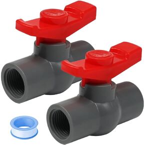 2PCS 1 PVC Ball Valve Threaded PVC 1Inch Sprinkler Valve Pipe Fittings Ball Valve Adapter Connectors HE058-1