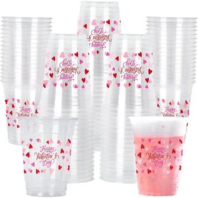 Gatherfun Valentine's Day Party Supplies - Romantic 60 Pcs 12oz Love-Themed Plastic Cups for Charming Decorations, Perfect for Valentines & Galentines Day Celebration