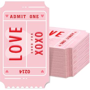 Crtiin 100 Pack Valentine's Day Napkins Disposable 4.3 x 7.6 Inch Ticket Paper Hand Towel Love Xoxo Die Cut Paper Cocktail Napkins Dinner Decorative Guest Napkins for Valentine's Day Party Supplies